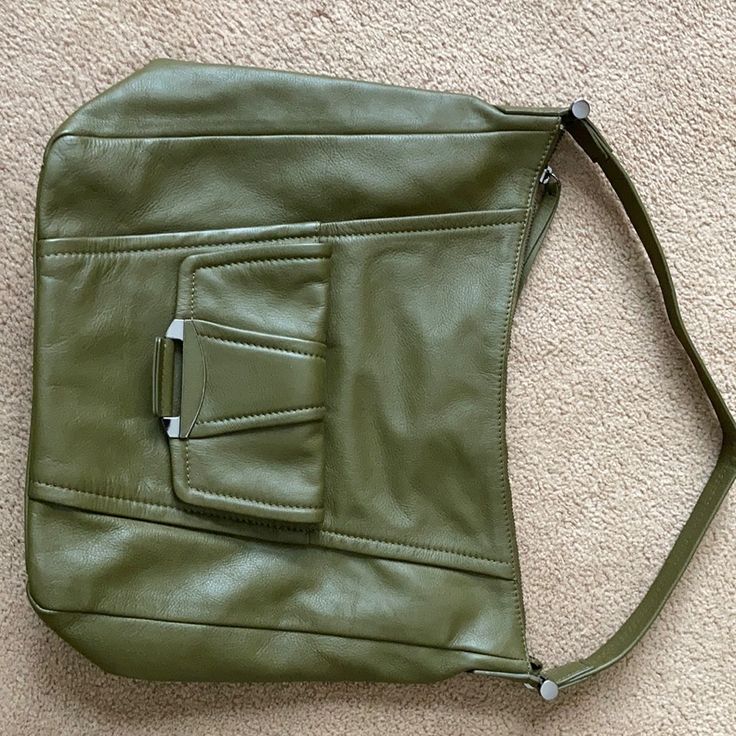 Brand New! Measures 15 Across By 12 Deep Super Functional And Roomy. 4 Inside Pockets And 1 Outside For Extra Storage. Green Satchel Shoulder Bag With Snap Closure, Everyday Green Bag With Snap Closure, Green Everyday Bag With Snap Closure, Green Tote Shoulder Bag With Snap Closure, Green Shoulder Bag With Snap Closure For Daily Use, Extra Storage, Hobo Bag, Leather Backpack, Inside Pocket