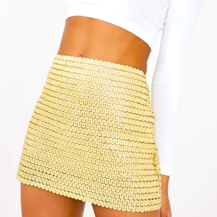 Brand New W/ Tags:) Kiki Riki Golden Embrace Mini Skirt Cuz You Shine Like The Sun, Babe! Look Like A Goddess In This Blingin’ Mini Skirt That Has A High Waist Fit And A Golden Design All Ova. Mini Skirt For Spring Night Out, Spring Mini Bottoms For Party, Mini Skirt For Night Out In Spring, Spring Party Mini Bottoms, Mini Bottoms For Summer Parties, Stretch Mini Bottoms For Party, Summer Party Mini Bottoms, Casual Mini Bottoms For Party, Gold Stretch Skirt For Summer