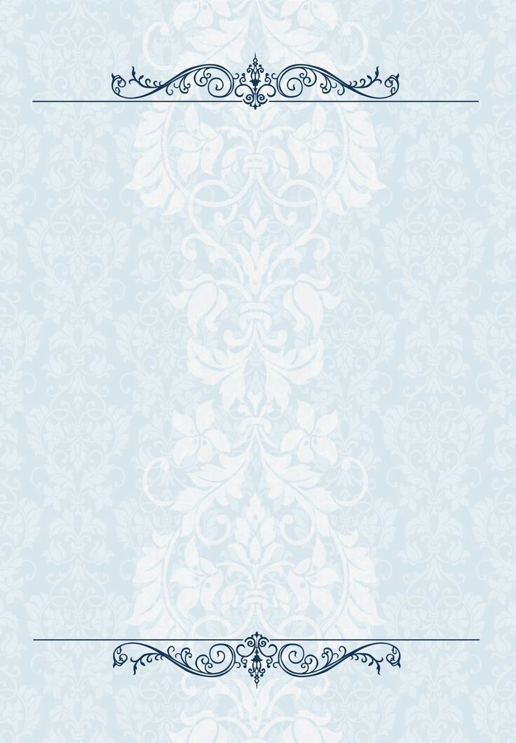 a blue and white wallpaper with an ornate border