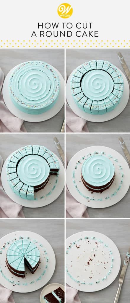 how to cut a round cake on a plate