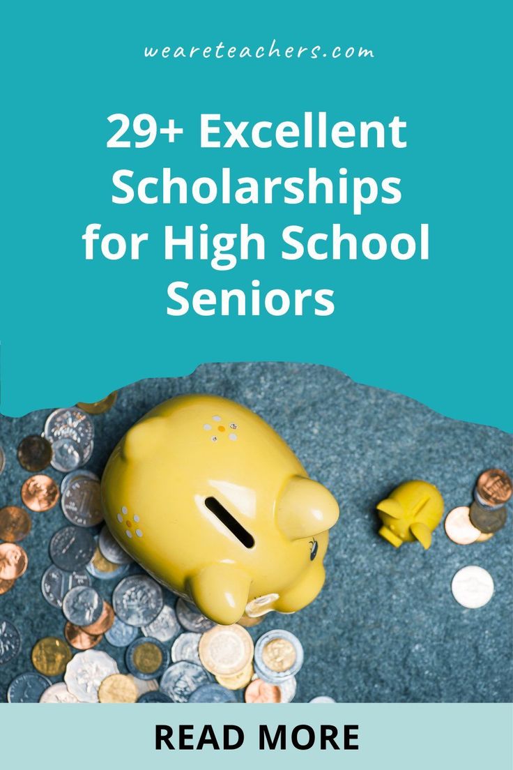 a piggy bank sitting on top of a pile of coins with the words 29 excellent scholarshipss for high school seniors