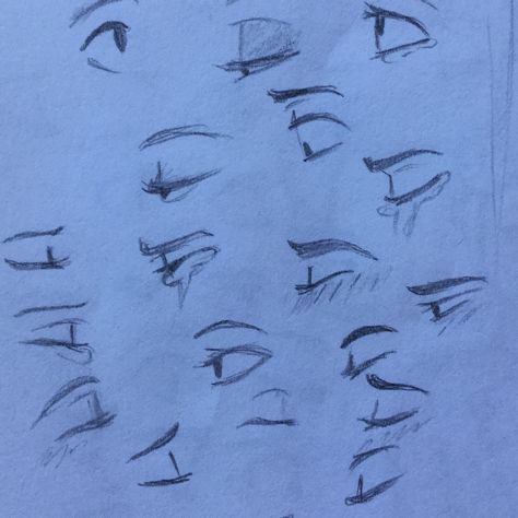 a drawing of many different types of eyes and eyebrows, all drawn in one point