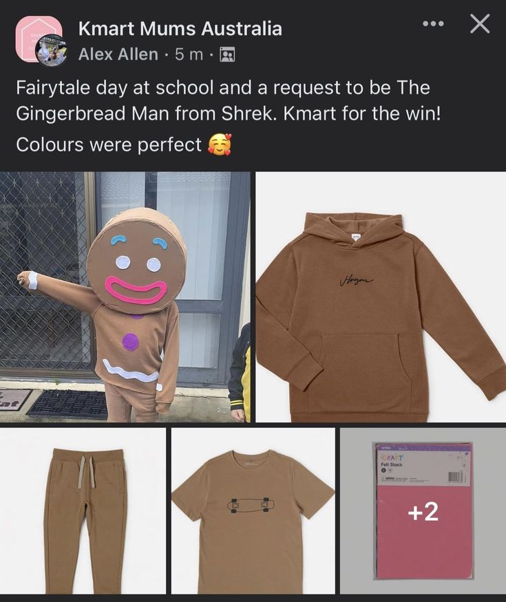 a tweet with an image of a gingerbread man in a brown outfit