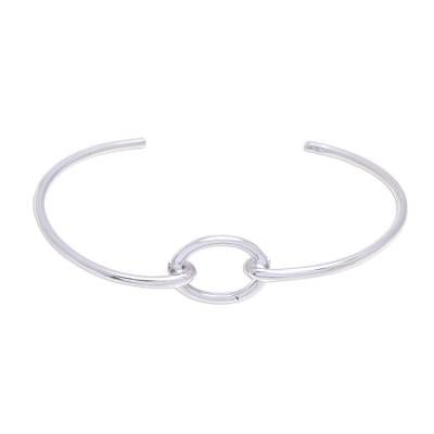 Crafted from sterling silver with a gleaming high-polish finish this modern cuff bracelet from Thailand is presented by Aoy. At the center an oval pendant leaves open space. Modern Silver Oval Bangle, Adjustable Oval Modern Cuff Bracelet, Modern White Gold Open Band Bracelet, Minimalist Silver Oval Bracelets, Modern Oval Sterling Silver Bracelet Gift, Modern Oval Sterling Silver Bracelet For Gift, Modern Oval Bracelet With Polished Finish, Modern Adjustable Sterling Silver Bracelet With Polished Finish, Modern Oval Bracelets With Polished Finish