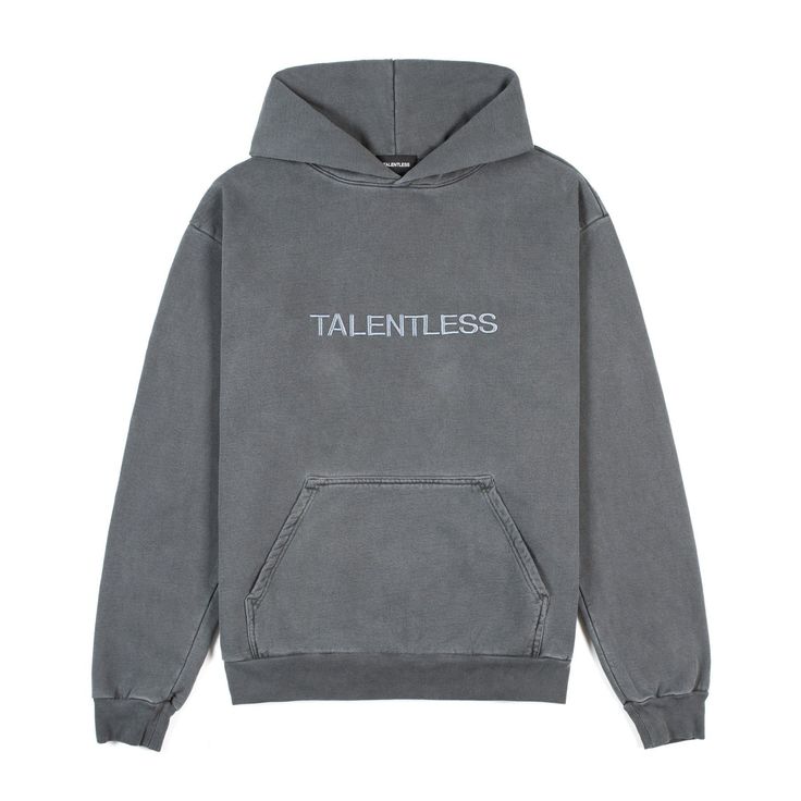 TALENTLESS | MEN'S HOODIE - CIRCLE LOGO EMBROIDERED Gray Logo Sweatshirt For Streetwear, Cotton Logo Hoodie For Streetwear, Gray Cotton Logo Sweatshirt, Sporty Cotton Outerwear With Logo, Logo Hoodie For Streetwear, Urban Long Sleeve Hoodie With Embroidered Logo, Sporty Oversized Hoodie With Embroidered Logo, Hooded Fall Logo Hoodie, Oversized Sporty Hoodie With Embroidered Logo