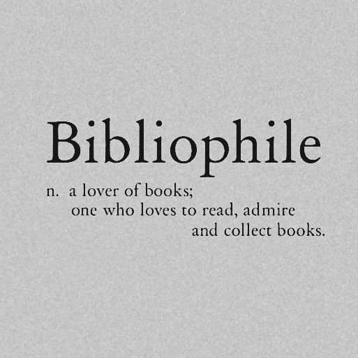 the words bibliophile are written in black and white on a gray background