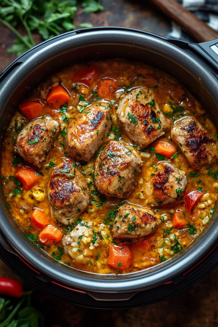 Meatballs simmering in a savory stew with carrots and herbs. Dinner In Instant Pot, Crock Pot Instant Pot Recipes, Instant Pot Recipe Ground Beef, Instant Pot Dinner Ideas Healthy, Amy And Jackie Instant Pot Recipes, The Best Instant Pot Recipes, Instant Pot Casseroles, Winter Instapot Meals, Instapot Winter Recipes