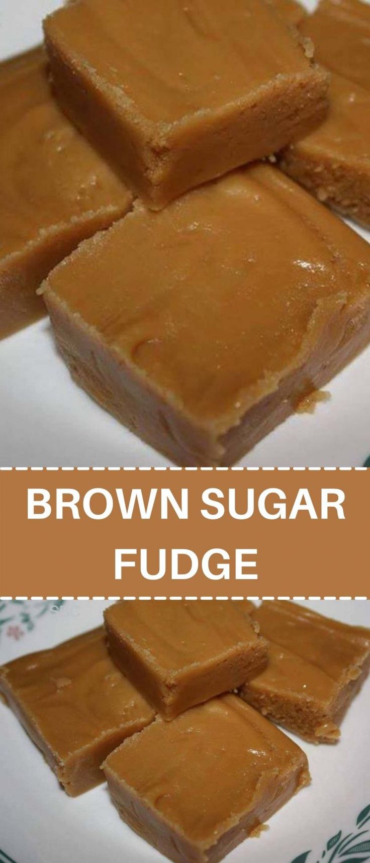 brown sugar fudge on a white plate