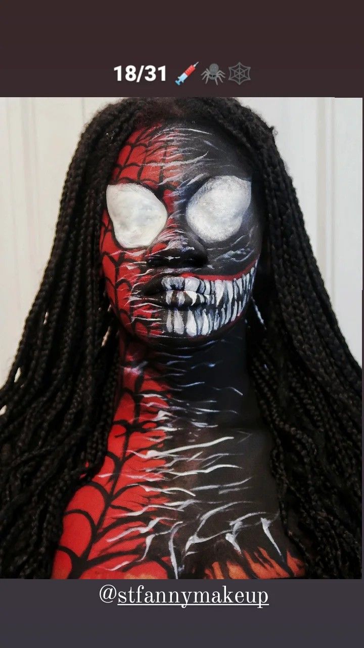 Venom Makeup, Venom, Halloween Makeup, Halloween Face, Face Makeup, Halloween Face Makeup, Halloween, Makeup, Make Up