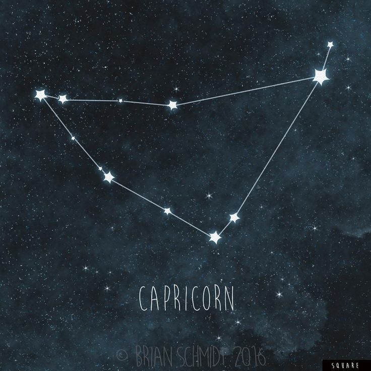 the capricorn zodiac sign is shown in the night sky with stars on it