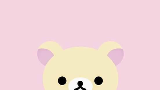 a white teddy bear with black eyes on a light pink background and text that says, i love you