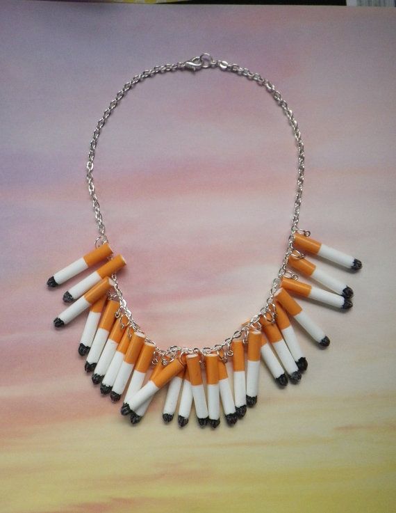 Chain Smoker Cigarette Necklace Weird Necklaces, Weird Necklace, Design Nails, Cool Necklaces, Wedding Necklace, Jewelry Ideas, Being Ugly, Lobster Clasp, Sweet Tooth