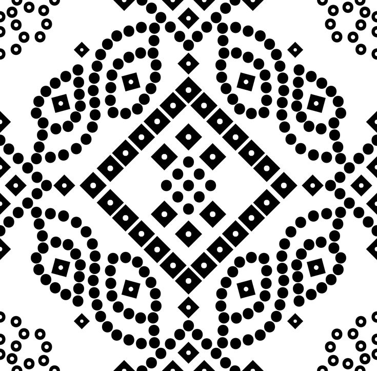 an abstract black and white design with circles in the shape of a flower ornament