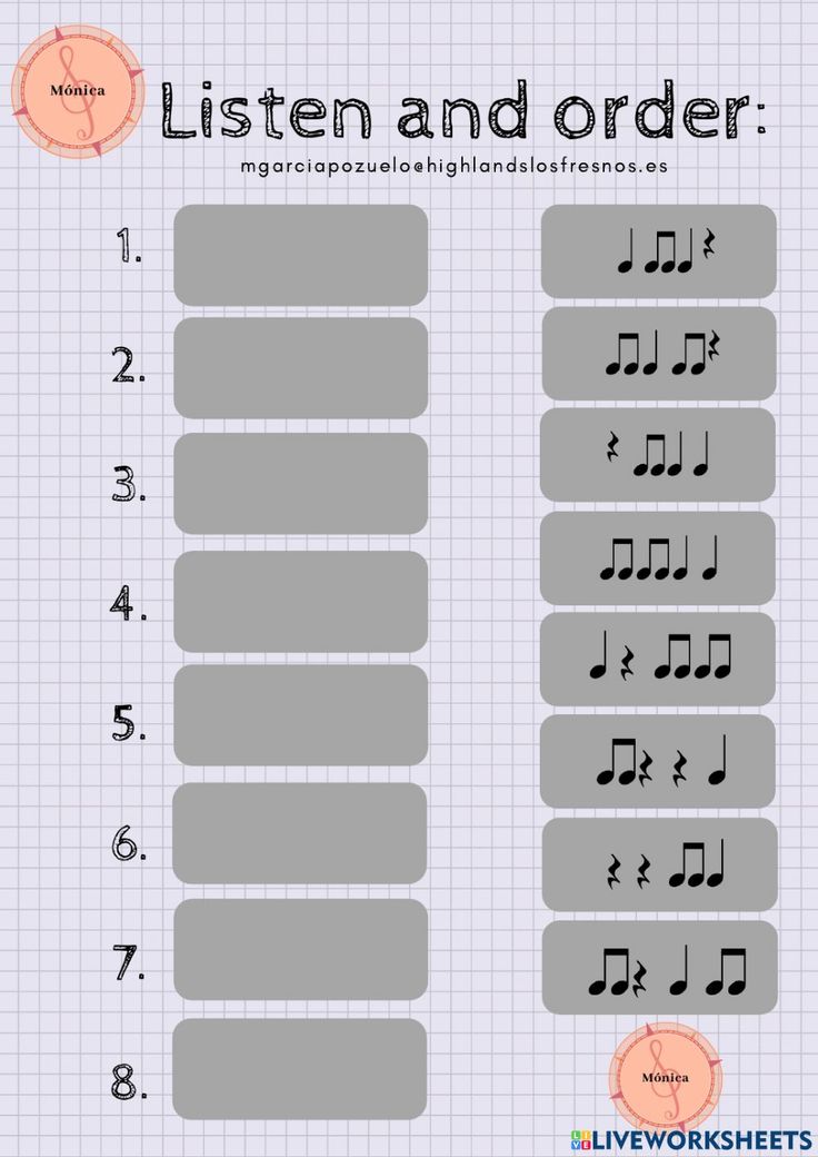 an info sheet with music notes on it and the words'listen and order '