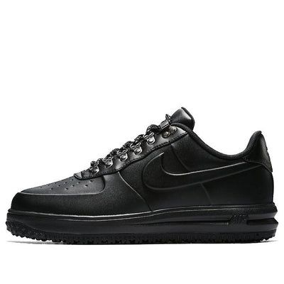 Nike Lunar Force 1 Duckboot Low 'Black' AA1125-001 (SNKR/Retro/Skate/Casual/Low Top) Black High-top Sneakers With Rubber Waffle Outsoles For Streetwear, Black Winter Sneakers With Rubber Sole, Black Boots With Rubber Sole For Streetwear, Urban Black Boots With Rubber Sole, Urban Black Winter Sneakers, Black Mid-top Winter Sneakers, Black Mid-top Sneakers For Winter, Urban Black Mid-top Boots, Black Winter Sneakers For Streetwear