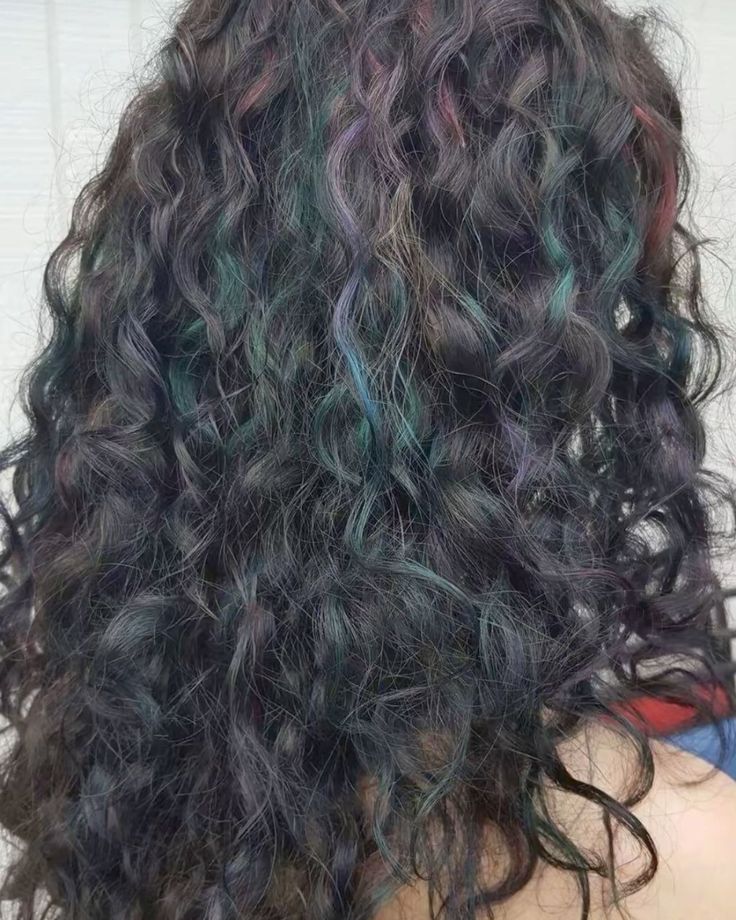 Blue Highlights for a Cool and Stylish Finish Dark Blue Highlights Curly Hair, Blue Highlights In Brown Hair Curly, Purple Highlights Curly Hair, Blue Highlights In Brown Hair, 3b Curly Hair, Blue Hair Highlights, 3a Hair, 3b Hair, Highlights Curly