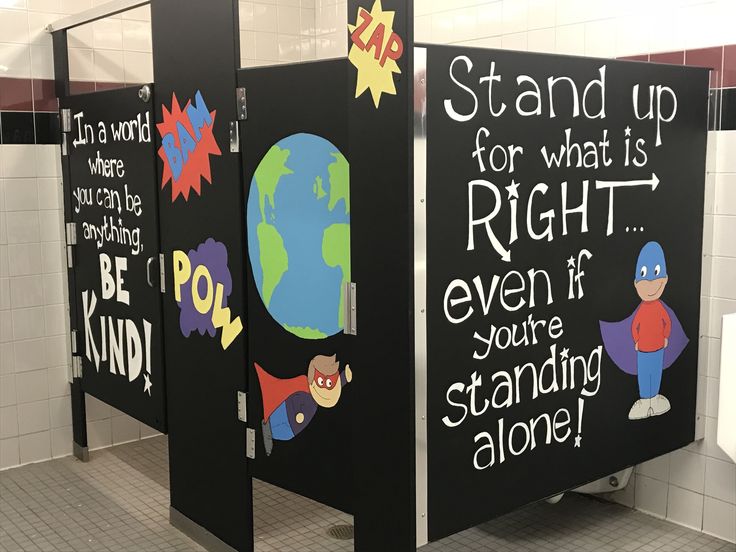 School Restroom, Bathroom Mural, School Improvement, School Bathroom, Bathroom Stall, School Hallways, School Culture, School Murals, School Painting