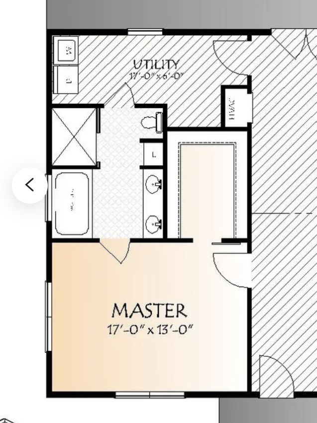 Small Master Bath Closet Combo, Master Suite And Laundry Addition, Primary Suite Addition, Small Master Suite Layout, Shared Bathroom Layout, Master Suite Addition Plans, Master Suite With Laundry, Basement Master Suite, Small Master Suite