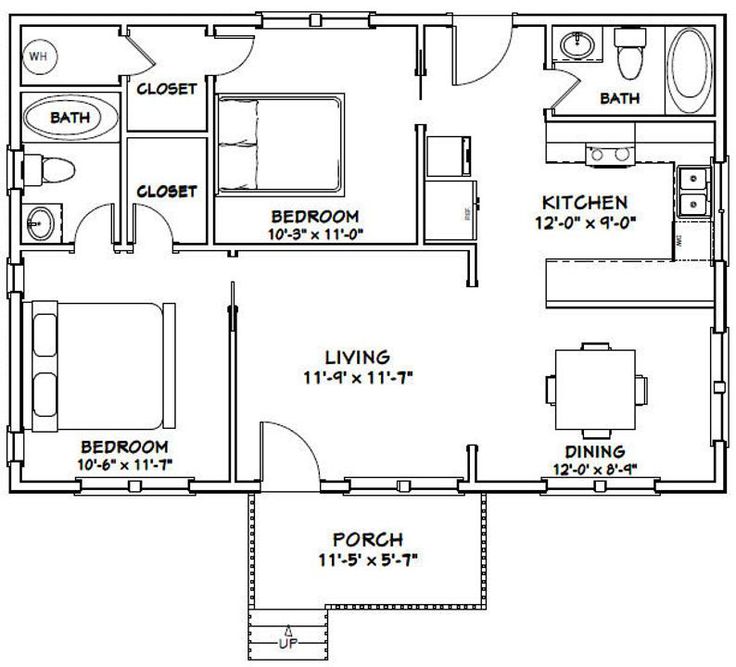 the floor plan for a two bedroom apartment with an attached kitchen and living room area