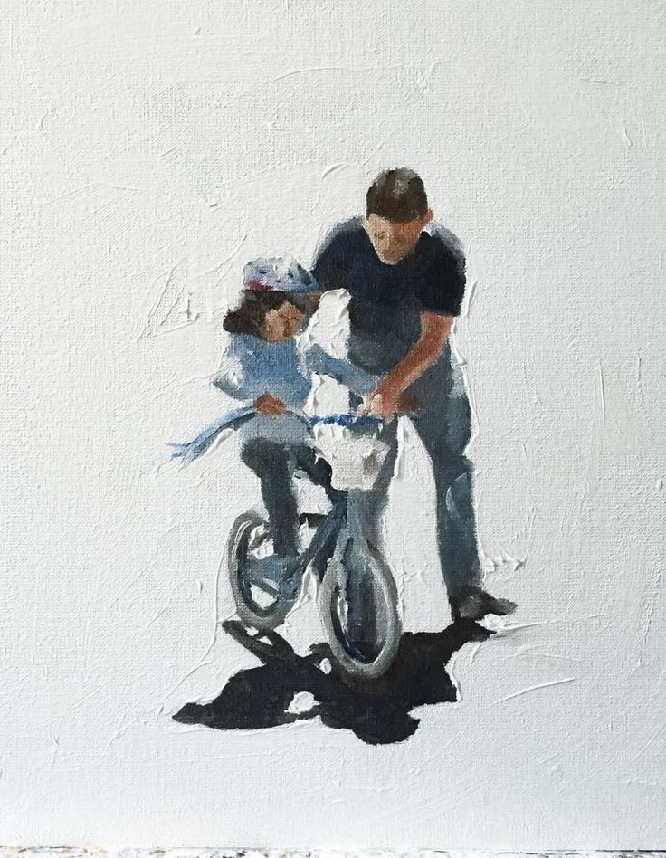 Father Painting, Father Daughter Photos, Dad Drawing, Bicycle Art Print, Father Love, Father And Daughter Love, Father Art, Bicycle Art, Father Daughter