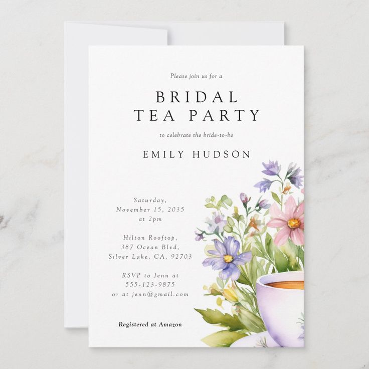 an elegant bridal tea party card