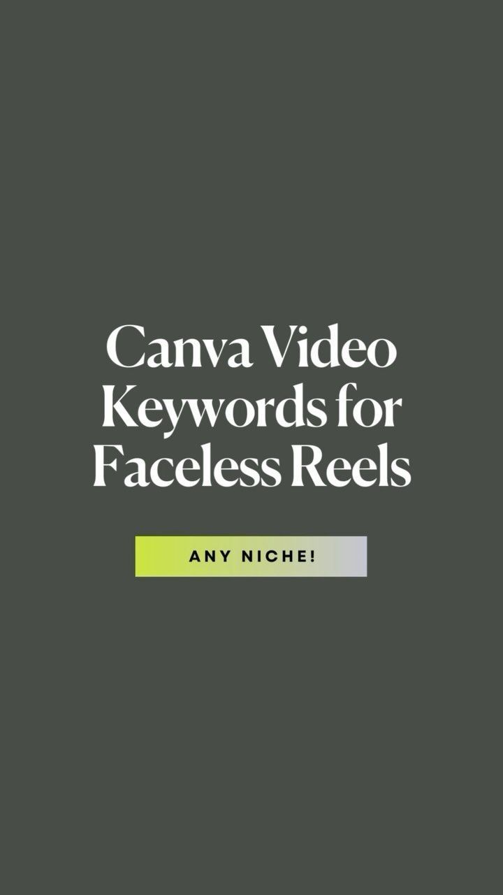 the cover of canva video keywords for faceless reels by any niche