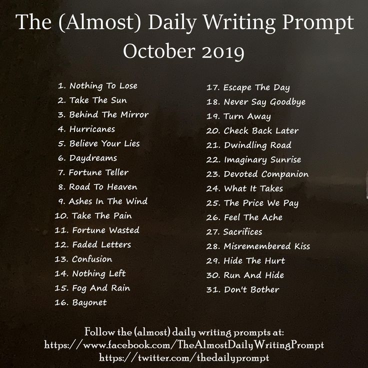 the almost daily writing prompts are posted in front of a black sign with white writing