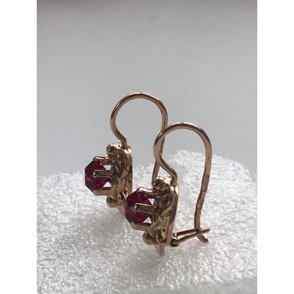 Vintage 14K Earrings «Violets» USSR 583 Rose Gold with star - Inspire Uplift Violet Earrings, Gift For Woman, Star Ruby, Base Metal, Gifts For Girls, Women's Jewelry, Gifts For Women, Ruby, Rose Gold