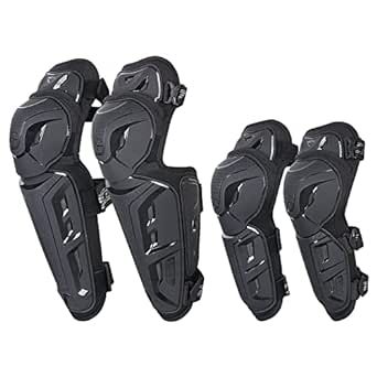 five different styles of protective gear for riding on the road, including knee pads and elbow pads