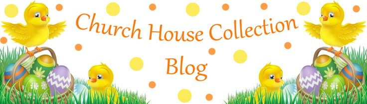 the church house collection blog logo with two chicks in grass and polka dotes behind it