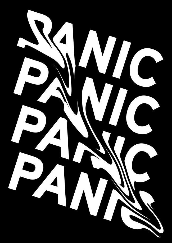 the logo for panic panic pants is shown in white and black on a black background