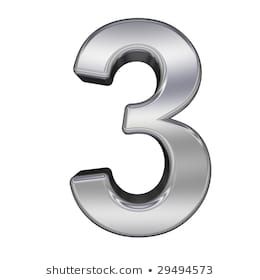 the number three is shown in silver