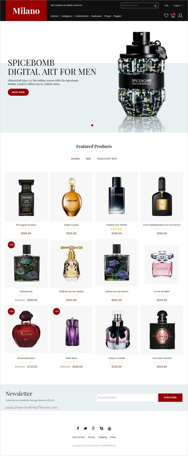 an image of a storefront page with perfumes on it