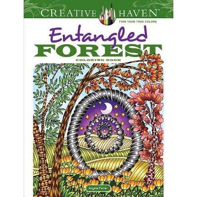 an adult coloring book with the title, entangled forest