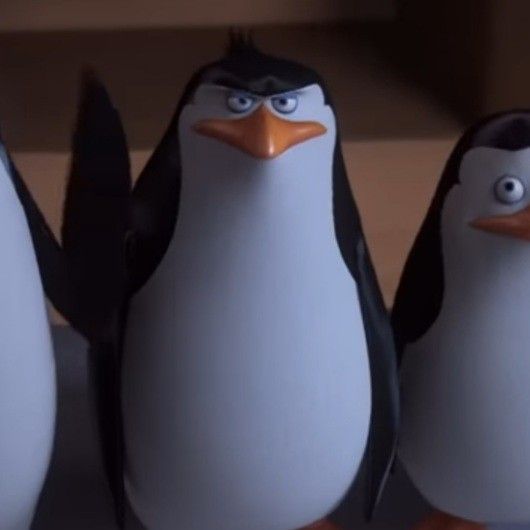 the penguins are standing next to each other