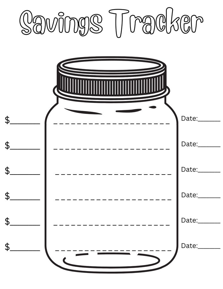 a mason jar labeled savings tracker