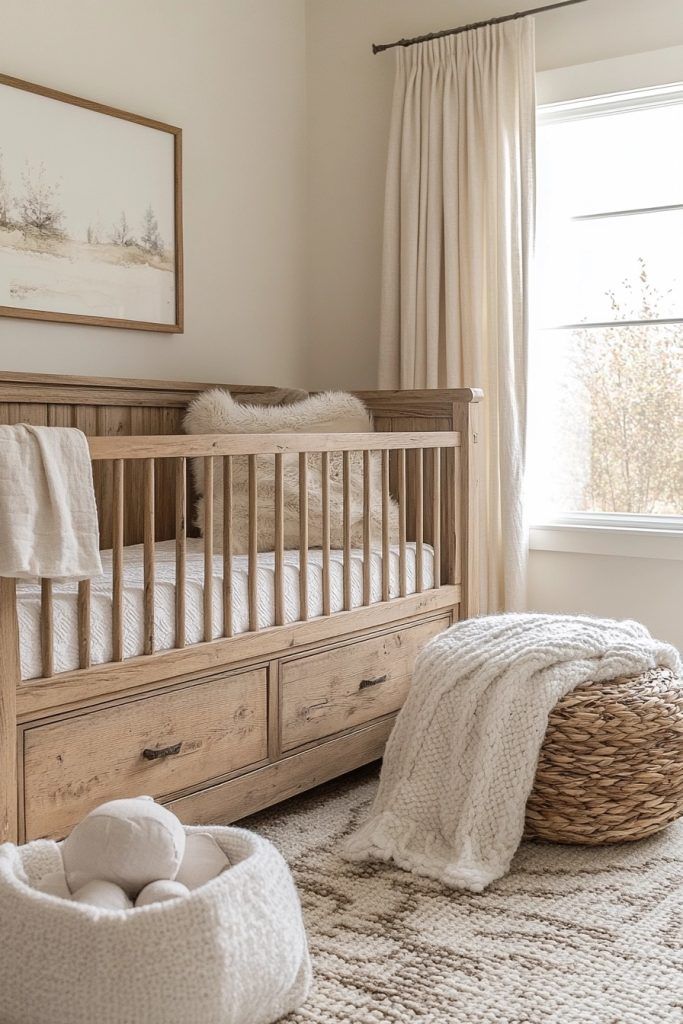 29 Neutral Nursery Ideas to Make Your Baby’s Room Feel Warm and Inviting 3 Nursery Ideas Neutral Rustic, Neutral Nautical Nursery, Nursery Rugs Neutral, Taupe Nursery, Neutral Rainbow Nursery, Neutral Nursery Ideas, Small Room Nursery, Nursery Design Neutral, Modern Baby Room