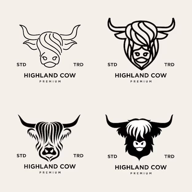 four different types of bull and cow logos