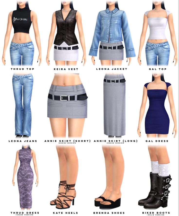 an assortment of different types of clothes for females