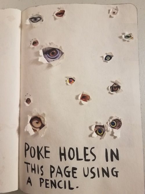 an open book with holes in it that says poke holes in this page using a pencil