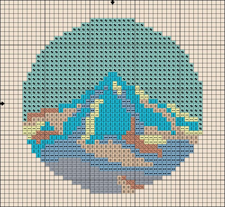 an image of a cross - stitch pattern with a blue sky and clouds on it