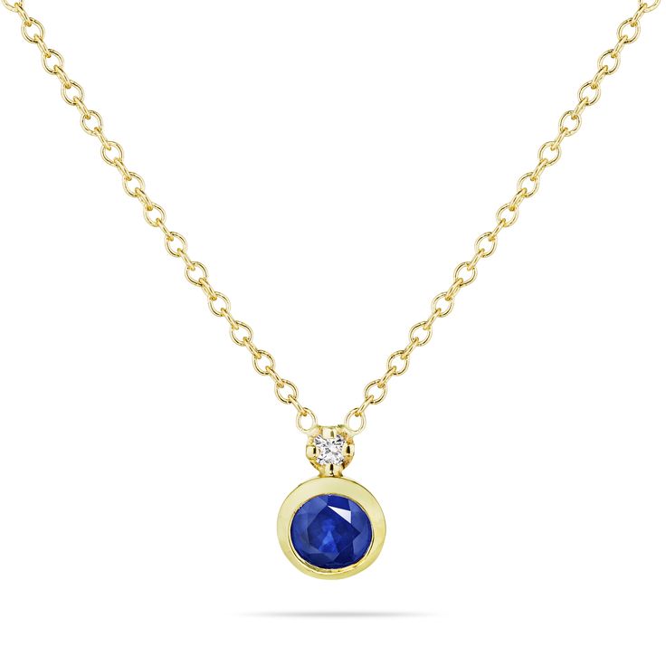 Our elegant necklace features a natural 4mm bezel set superior quality blue sapphire with a single 0.02 carat prong set natural VS quality round brilliant cut diamond along with a sturdy 1.3mm cable chain and spring clasp for additional security ✨ Features ✨ • Ready To Ship. • Made in the USA.• Gold : Solid 14K• Choice of Gold: Yellow Gold, White Gold• Diamond Cut: Round • Total Diamond Weight: .02 carat • 4mm Natural Sapphire gemstone • Packaged for gifting Single Diamond Necklace, Custom Jewelry Packaging, Solid Necklace, Elegant Necklace, Cool Necklaces, Elegant Necklaces, Natural Sapphire, Sapphire Gemstone, Jewelry Packaging