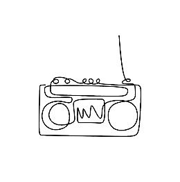 a drawing of a radio on a white background