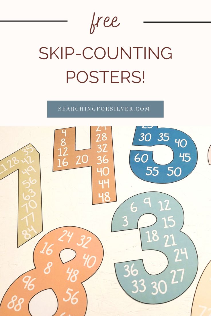 a poster with numbers and the words free skip - counting posters