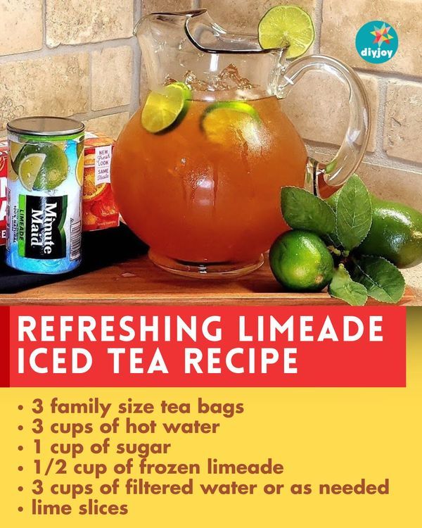 the recipe for refreshing limeade iced tea is shown