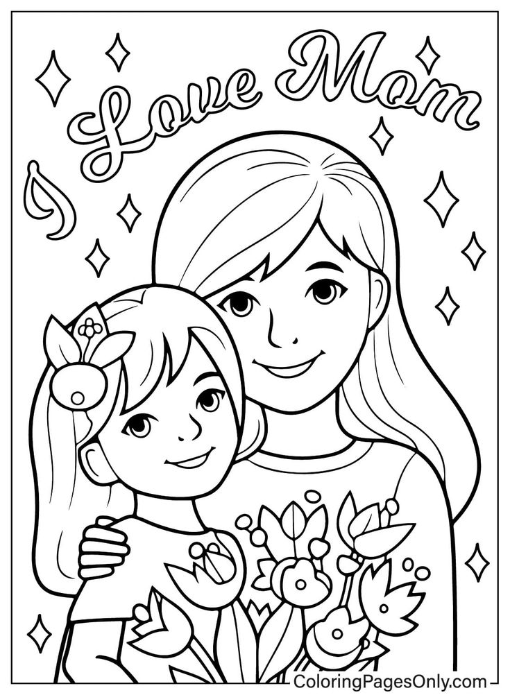 Mother Coloring Pages, Majčin Dan, Mom Coloring Pages, Mom Drawing, Baby Sketch, Mothers Day Coloring Pages, I Love Mommy, Mothers Day Pictures, Mother Pictures