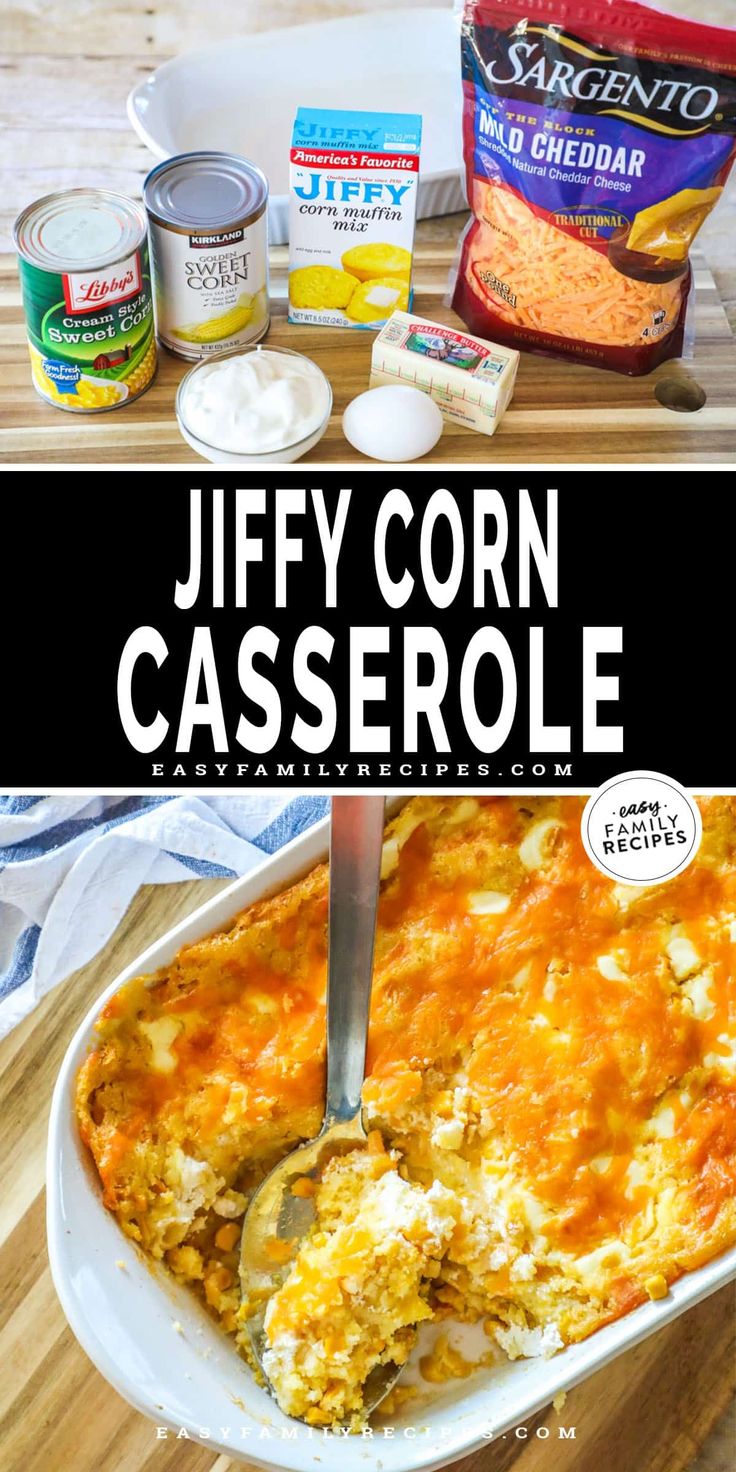 a casserole dish is shown with the title above it and ingredients to make it