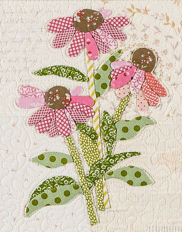 a close up of a flower on a white background with green and pink polka dots