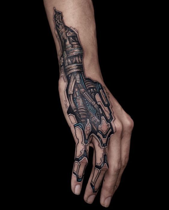 Terminator Hand Tattoo, Mechanic Arm Tattoo, Mechanical Finger Tattoo, Steampunk Hand Tattoo, Robotic Tattoo Design, Biotech Tattoo, Computer Tattoo Ideas, Circuit Tattoo Design, Bionic Tattoo