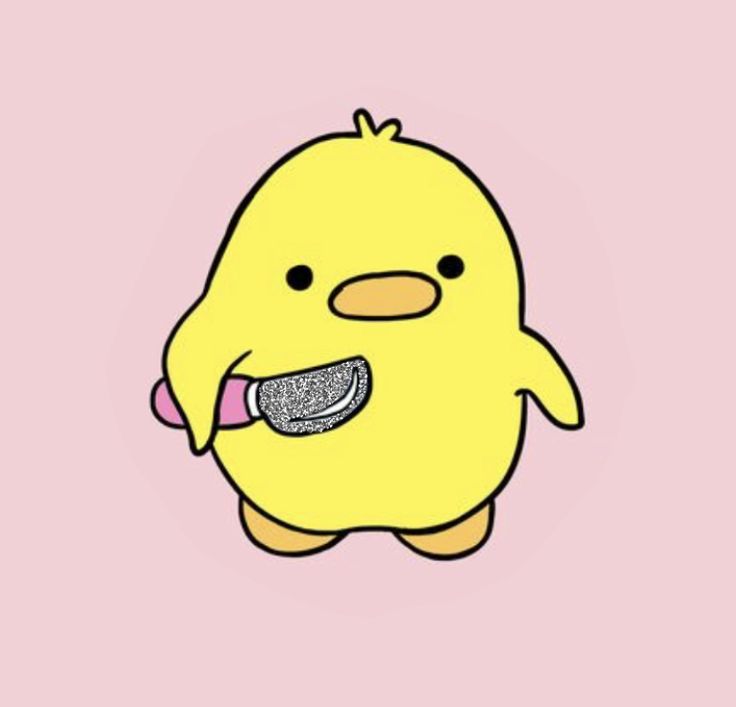 a yellow bird with a piece of food in it's mouth on a pink background